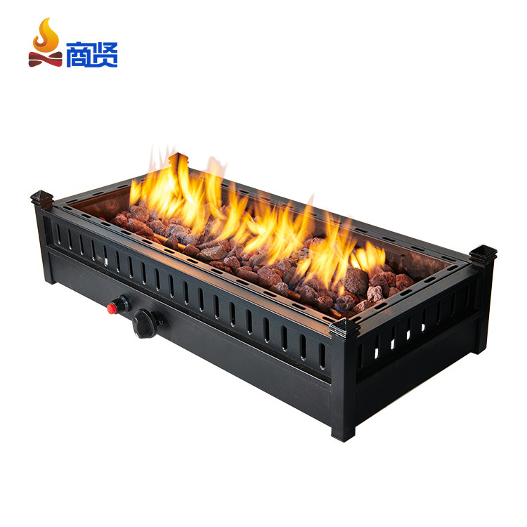 Outdoor Tabletop propane gas stove extended rectangle Table Fire Pit