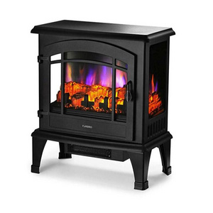 Small classic Electric Stove Heater with 3 side view realistic decor flame fireplace