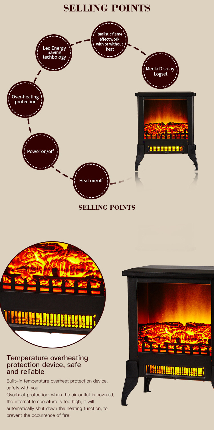 electric  fireplace stove  3D decor flame  freestanding electric fireplaces