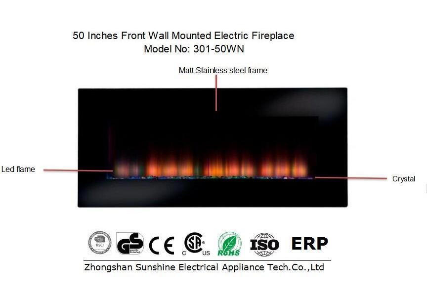 50 Inch Indoor Decorative Wall Hanging Water Vapor Fireplace Remote Timer Recessed Fireplace