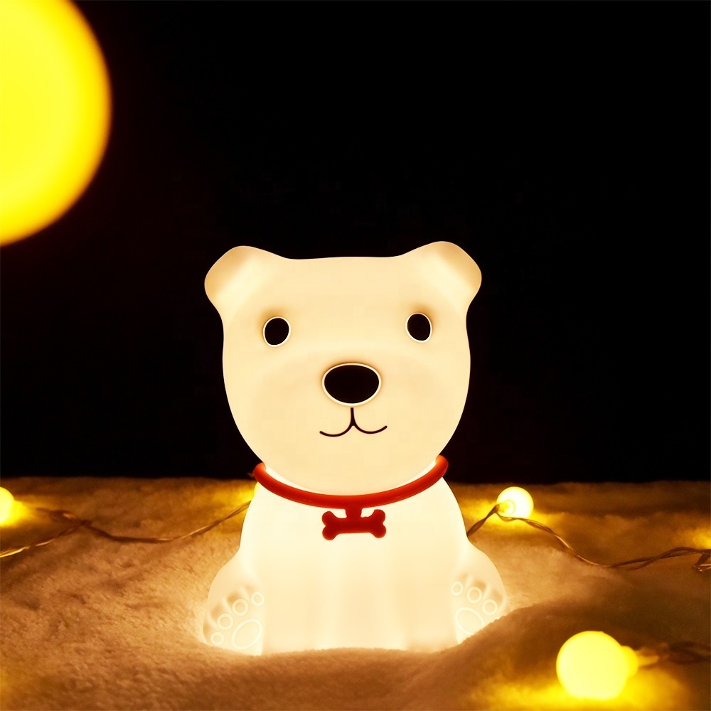 Dog Night Light Silicone Colors Change Kids Night Light with Battery