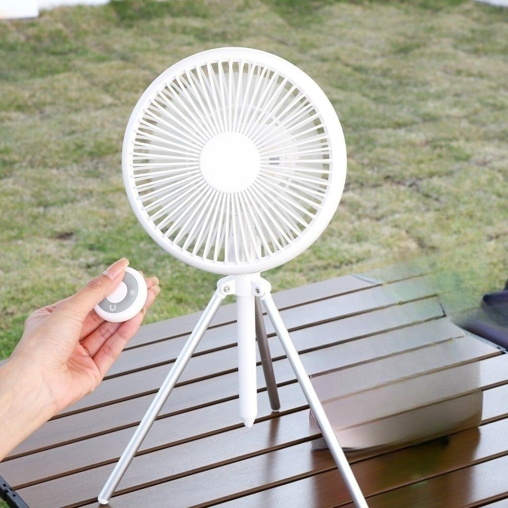 Portable Free-Standing Tripod Camping LED Fan with Light - Rechargeable 40000mAh Tent Fan for Outdoor Activities