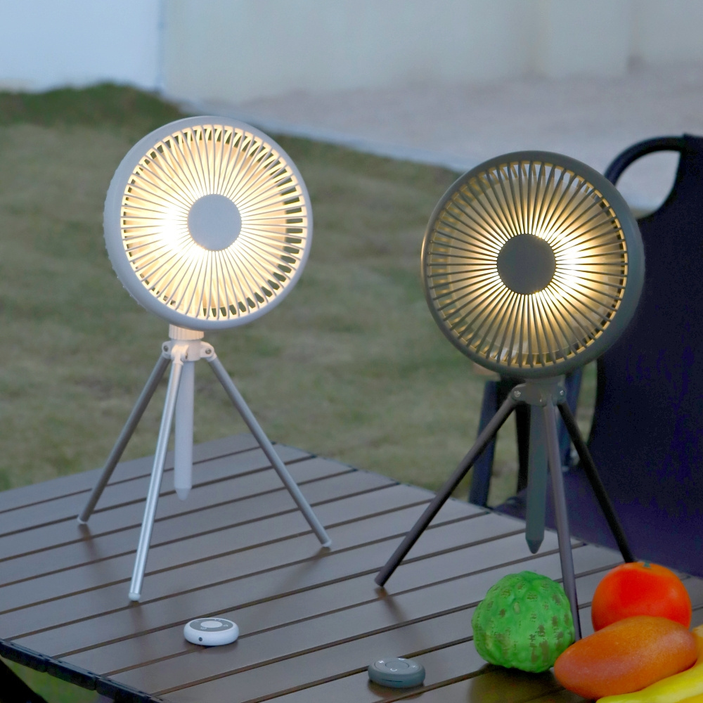 Portable Free-Standing Tripod Camping LED Fan with Light - Rechargeable 40000mAh Tent Fan for Outdoor Activities