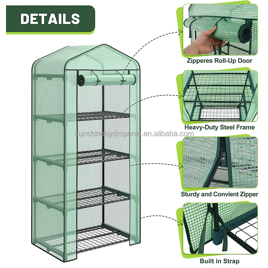 4 Tier Shelf Covers Wire Shelving Outdoor Gardening Hot House With Zippered Cover And Metal Shelves For Growing Vegetables