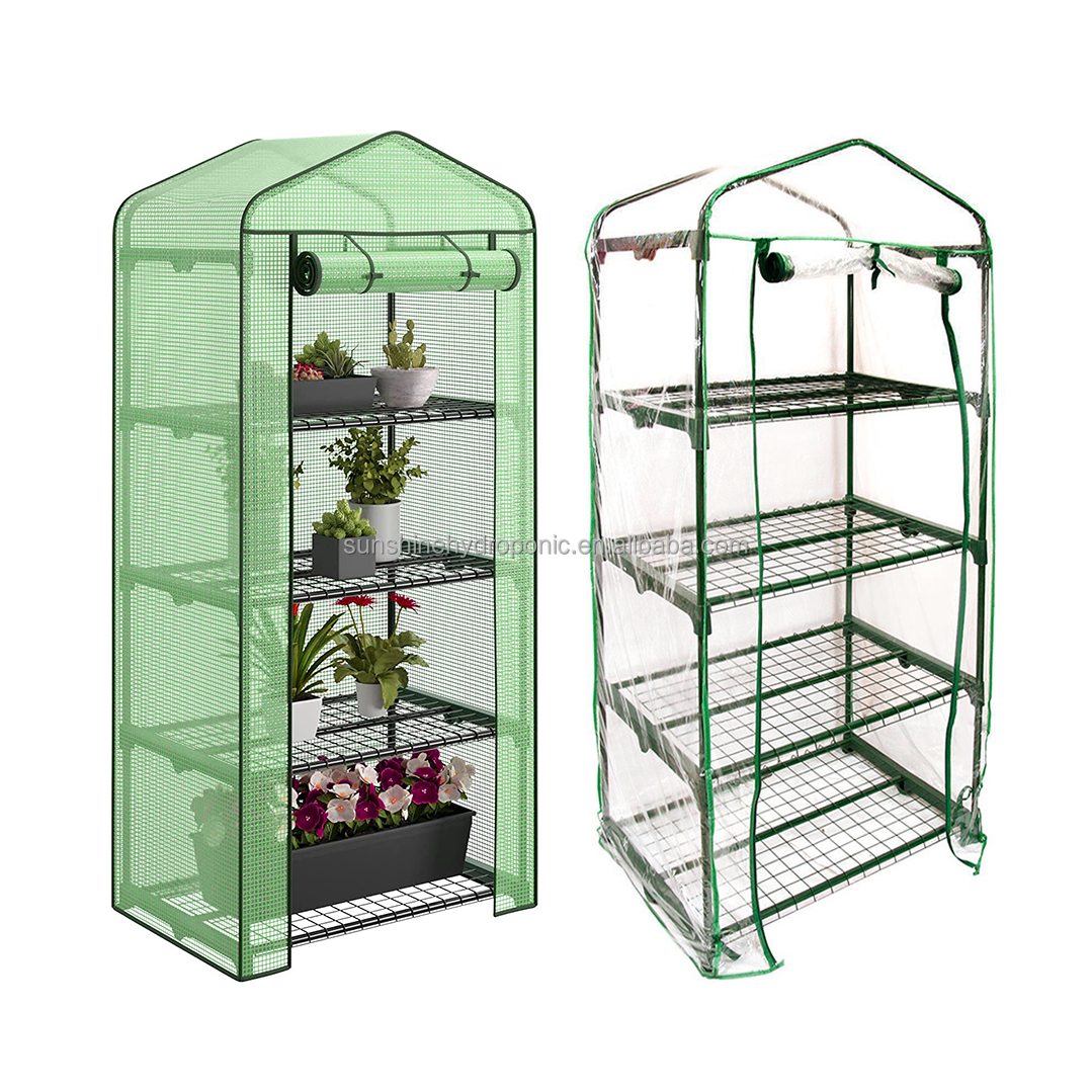 4 Tier Shelf Covers Wire Shelving Outdoor Gardening Hot House With Zippered Cover And Metal Shelves For Growing Vegetables