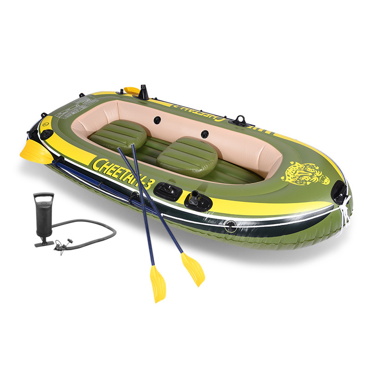 Wholesale 3 person adults kids Inflatable Boat Set with French Oars and High Output Air Pump Popular PVC Inflatable Fishing Boat