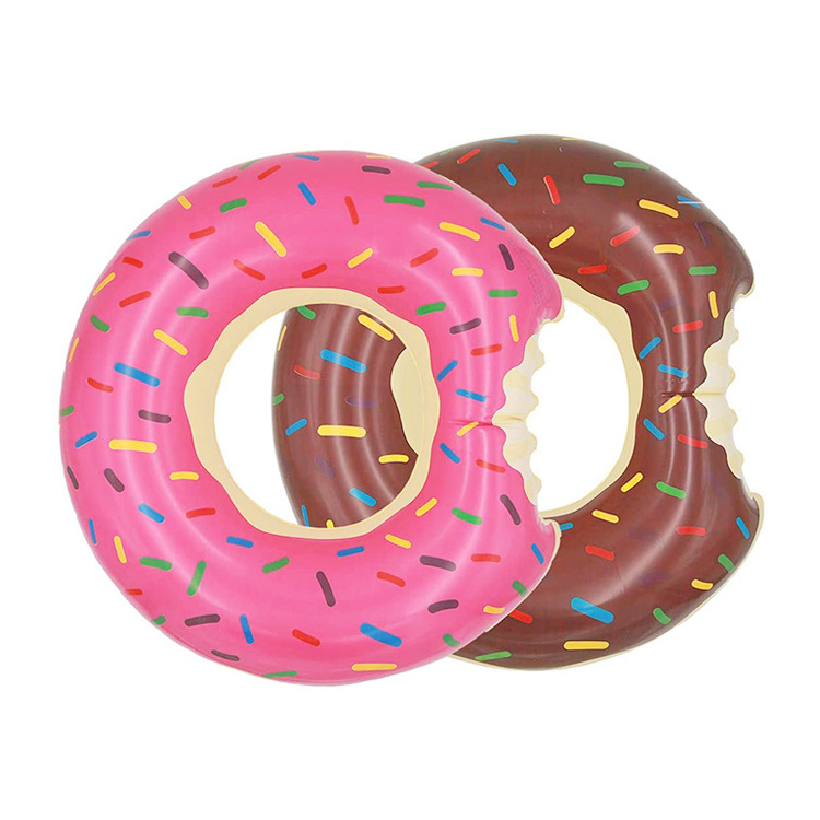 Custom Inflatable PVC Adult and Kids Donut Pool Floats Floating Round Swimming Ring for Summer Pool Donut Tube Toys