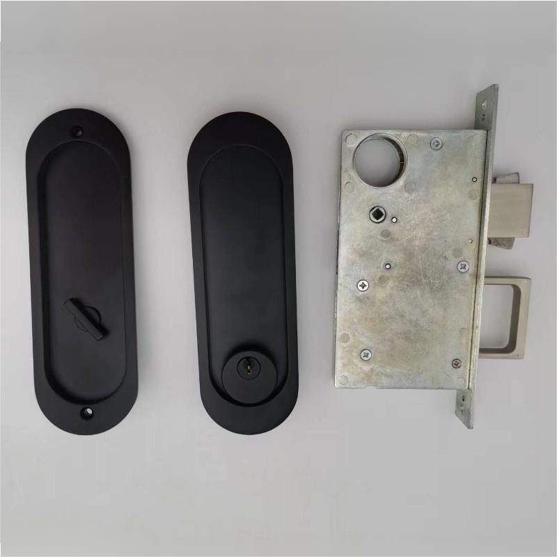 Invisible Recessed Handle Latch Pocket Door Lock for Sliding Wood Door Furniture Hardware Black