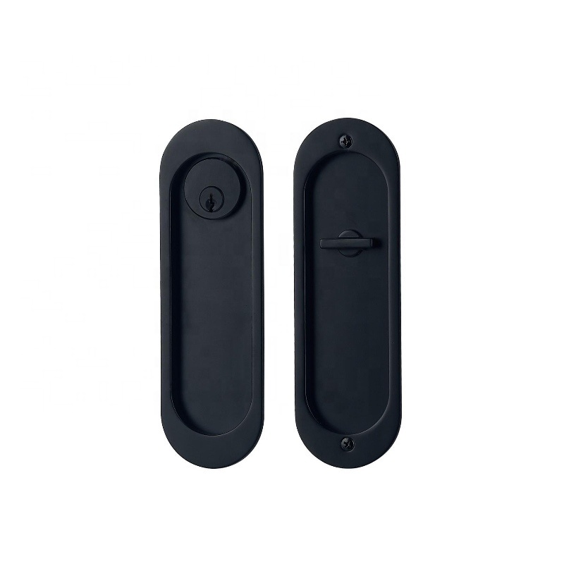 Invisible Recessed Handle Latch Pocket Door Lock for Sliding Wood Door Furniture Hardware Black