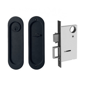 Invisible Recessed Handle Latch Pocket Door Lock for Sliding Wood Door Furniture Hardware Black