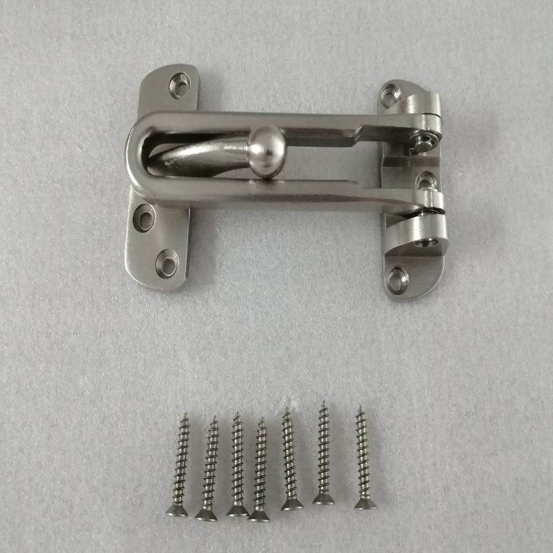 Door Lock Latch for Home Security Swing Bar Door Guard for Front and Inside Door Satin Nickel