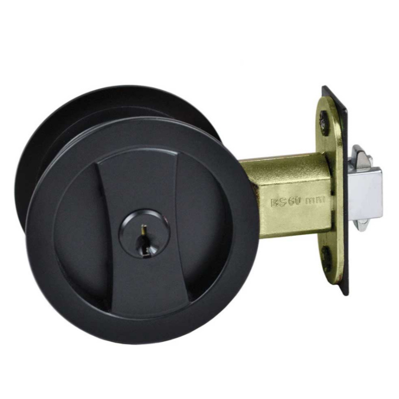 Zinc Alloy Invisible Recessed Round Wood Door Lock For Sliding Pocket Doors