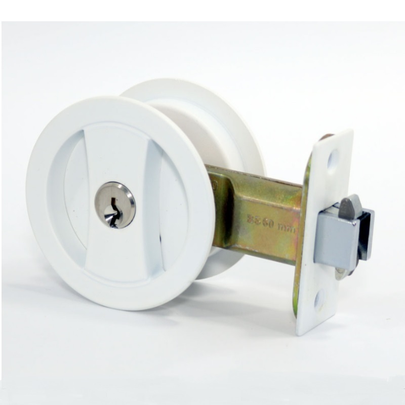 Zinc Alloy Invisible Recessed Round Wood Door Lock For Sliding Pocket Doors