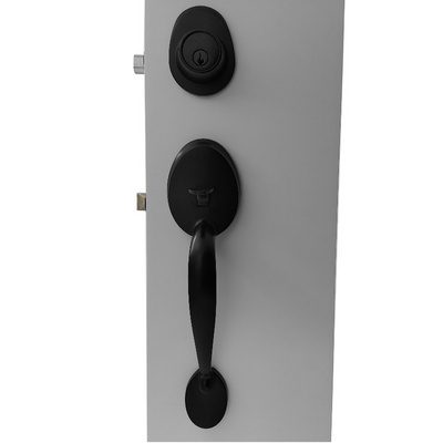 Modern Front Door Handle Set, Heavy Duty Door Lever and Single Cylinder Keyed Entry Deadbolt Lock, Entrance Adjustable Handle