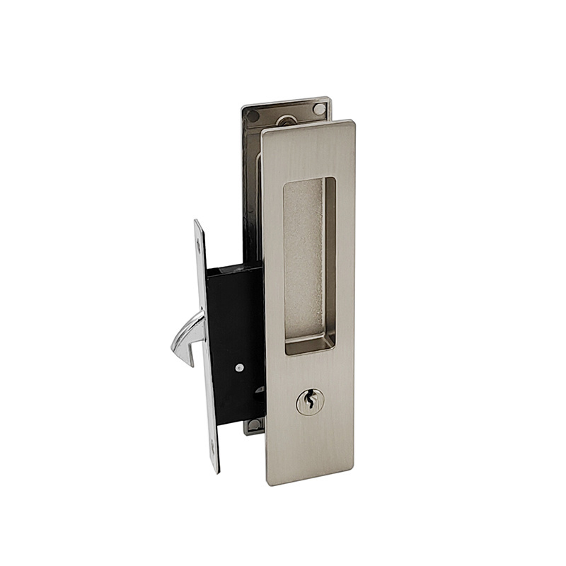 Satin Nickel Entrance Function Pocket Sliding Door Lock With Key