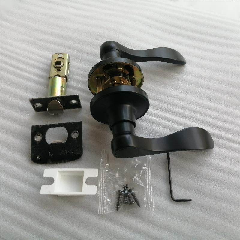 Classic Round Interior Knob Handle Lever Matte Black Residential Zinc Alloy Lever Door Locks