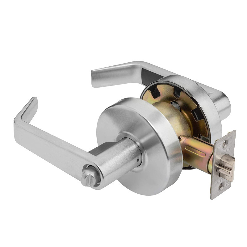 Heavy Duty Commercial Protective Door Lever Lock , Satin Chrome,  Grade 2 Industrial Door Handle