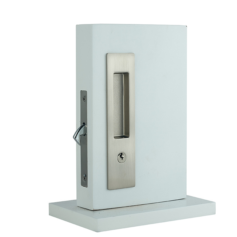 Satin Nickel Entrance Function Pocket Sliding Door Lock With Key