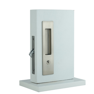 Satin Nickel Entrance Function Pocket Sliding Door Lock With Key