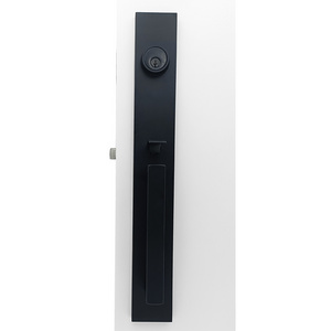 Front Door Entry Handle and Deadbolt Lock Set Slim Square Single Cylinder Deadbolt and Lever Heavy Duty Matte Black Finish