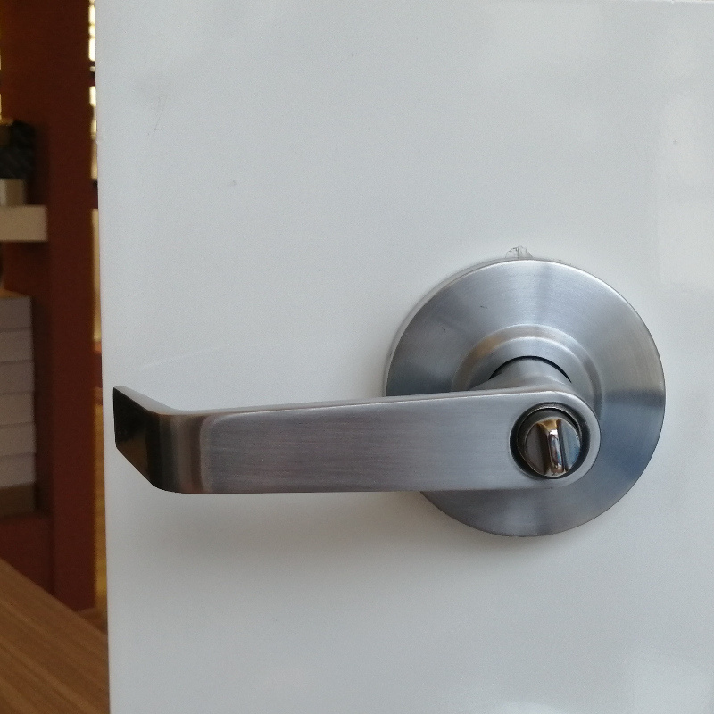 Heavy Duty Commercial Protective Door Lever Lock , Satin Chrome,  Grade 2 Industrial Door Handle