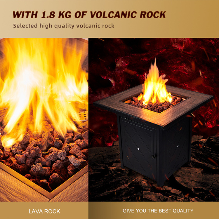 28In Wood Grain Metal Anti-rust Fire Pits Fireplace Outdoor