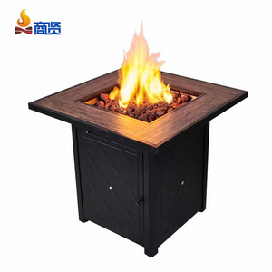 28In Wood Grain Metal Anti-rust Fire Pits Fireplace Outdoor