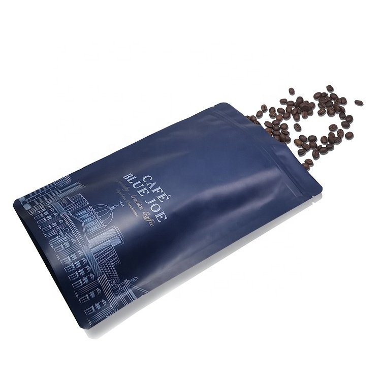 Customized Zip lock Matte Coffee Beans Packaging Freestanding Coffee Bags Laminated Material With One-way valve and Zipper