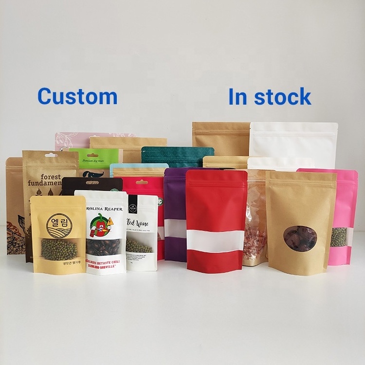 personalized eco friendly brown bolsas de papel vellum food grade craft kraft paper packing bags with custom logo print