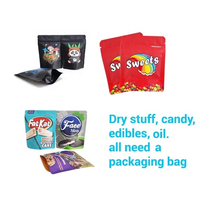 direct print branded mylar smell proof ziplock candy gummies edible packaging bags