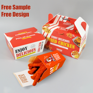 Disposable Restaurant To Go Custom Logo Food Grade Take Away Fried Chicken French Fries Hamburger Burger Packaging Box