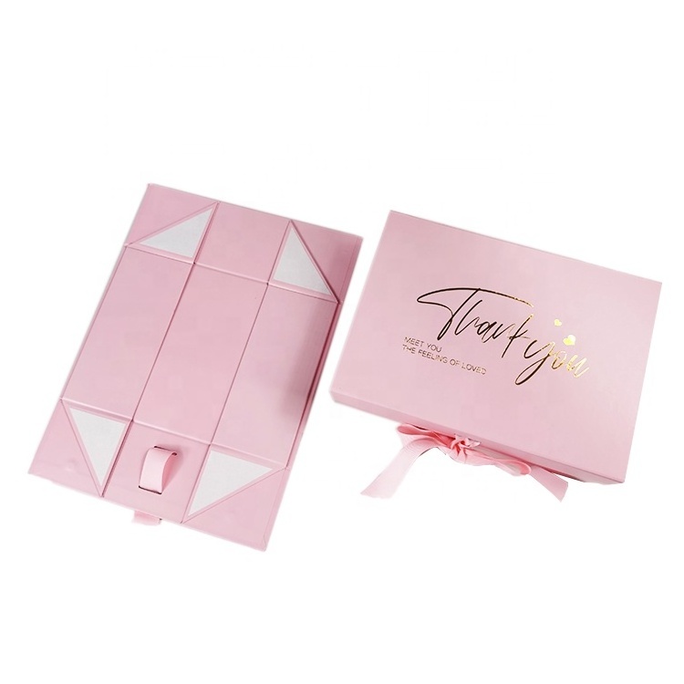 Custom Premium Pink Large Magnetic Closure Cardboard Paper Moon Cake Tea Perfume Rose Flower Silk Packaging Folding Spa Gift Box