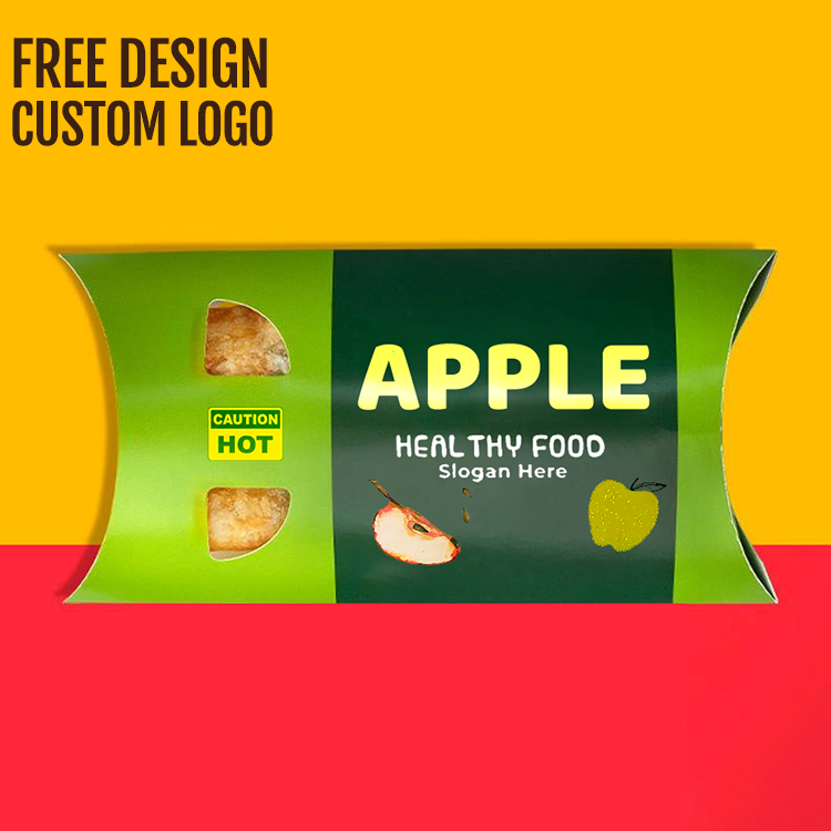 Custom Logo Hot Fast Food Packaging Takeaway Mcdonalds Apple Pie Burrito Pillow Wrap Box