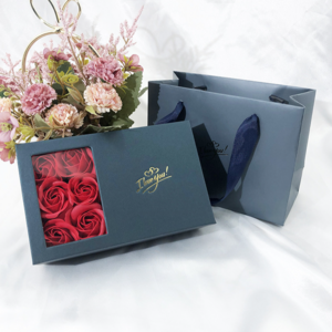 Rose flower ring earring necklace jewelry gift set packaging paper boxes with paper card paper bag elegant flower gift box