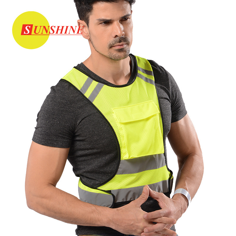 Latest desirable cheap yellow reflective reflector with pocket waistcoats men safety vest