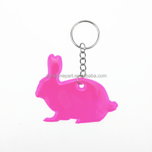 BSCI Factory CE  Rabbit shape Reflective keychain, Pink reflective hanger