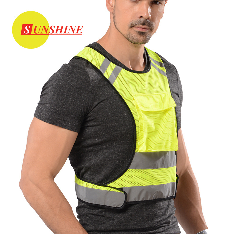 Latest desirable cheap yellow reflective reflector with pocket waistcoats men safety vest