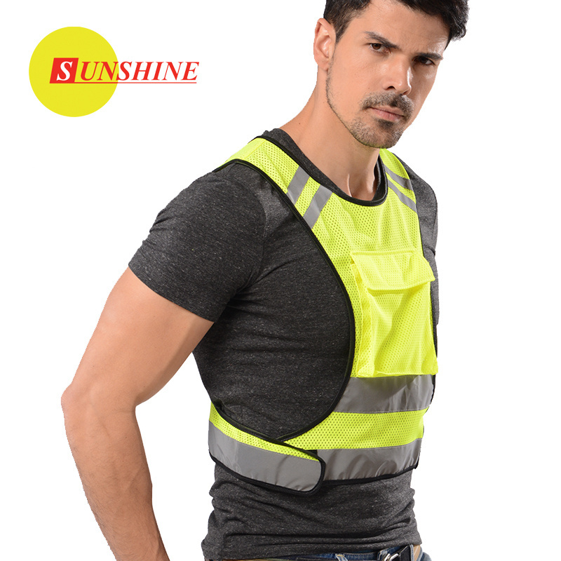 Latest desirable cheap yellow reflective reflector with pocket waistcoats men safety vest