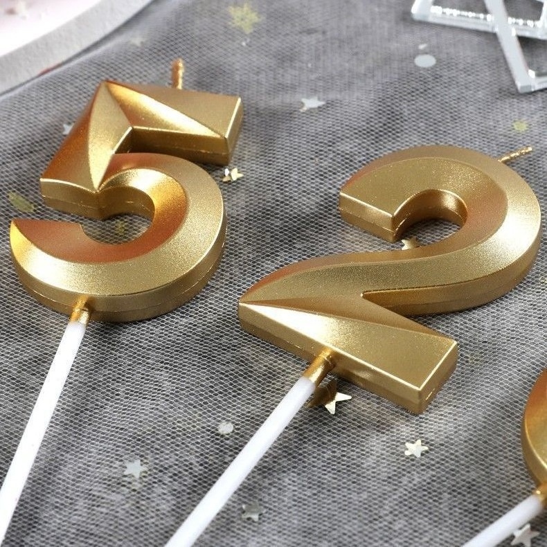 Hot Selling Party Decoration Golden/Silver Birthday Number Candle 0-9 Number Happy Birthday Wedding Cake Candle