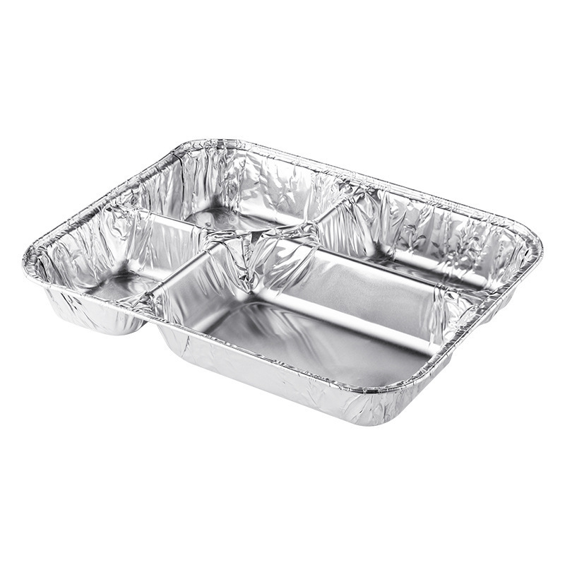 Popular Fast Food Catering Tray With Divider For Catering Airline Disposable Lunch Food Aluminum Foil Box