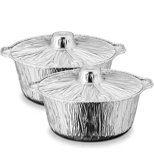 Round Baking Container For Hot Pot 5300ml Disposable Cooking Pie Pot Large Aluminum Foil Pot