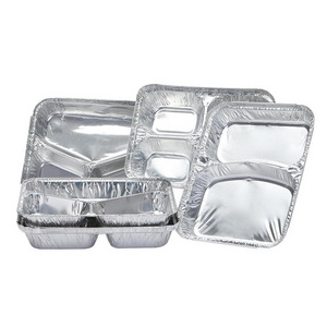 Popular Fast Food Catering Tray With Divider For Catering Airline Disposable Lunch Food Aluminum Foil Box