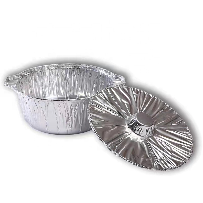 Round Baking Container For Hot Pot 5300ml Disposable Cooking Pie Pot Large Aluminum Foil Pot