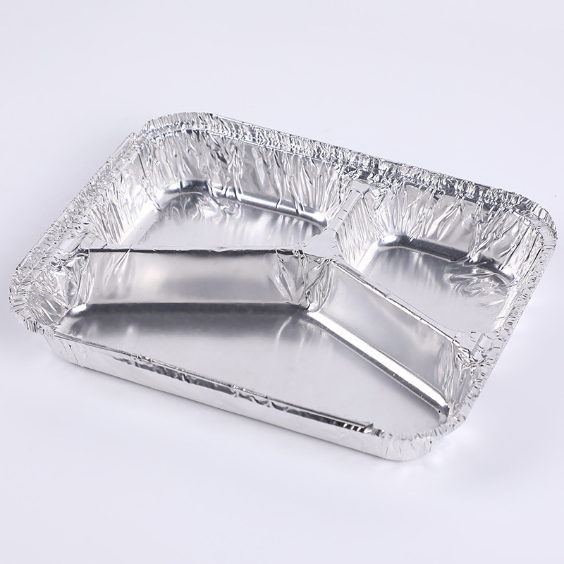 Popular Fast Food Catering Tray With Divider For Catering Airline Disposable Lunch Food Aluminum Foil Box