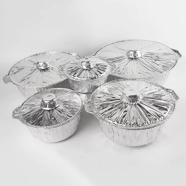 Round Baking Container For Hot Pot 5300ml Disposable Cooking Pie Pot Large Aluminum Foil Pot