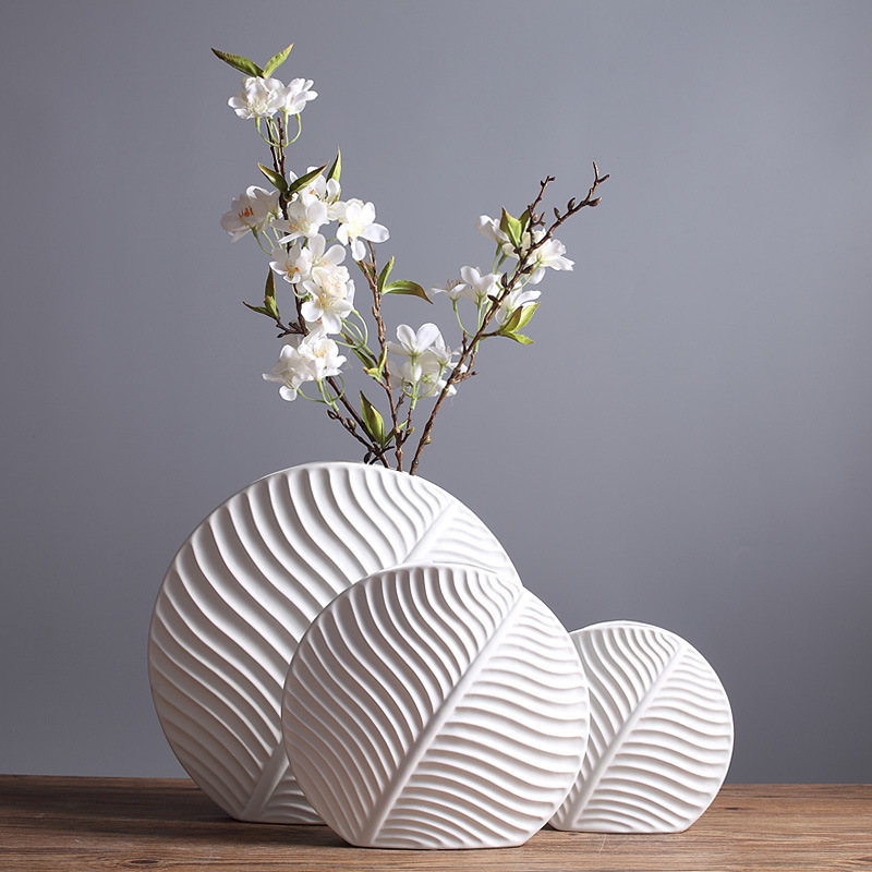 modern minimalist wholesale ceramic crafts white flower vase