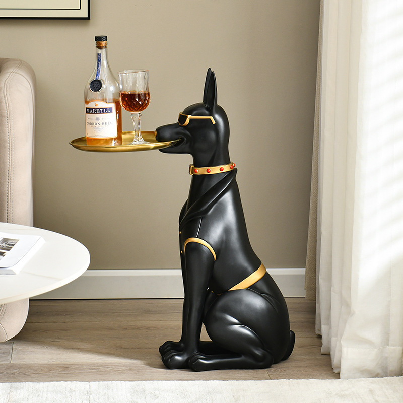 creative large resin crafts landing Doberman dog tray living room door home decoration