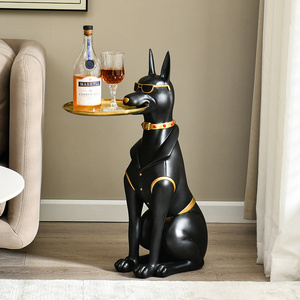 creative large resin crafts landing Doberman dog tray living room door home decoration