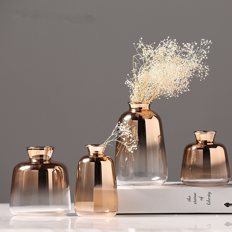 Scandinavian gold-plated glass mini hydroponic flower vase