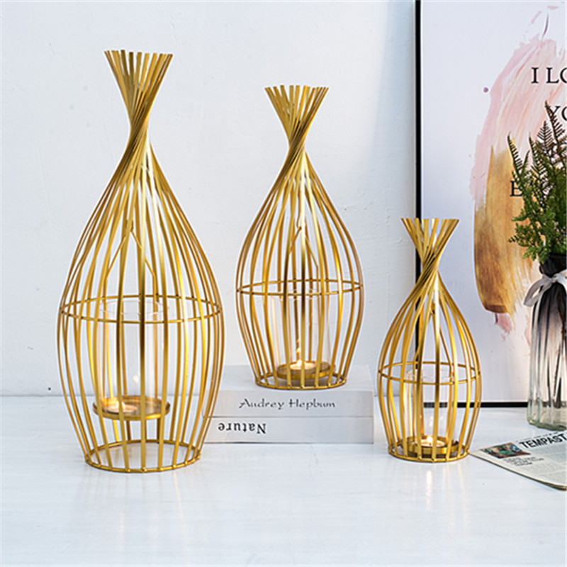 Modern romantic golden geometric atmosphere combination scented candle holder